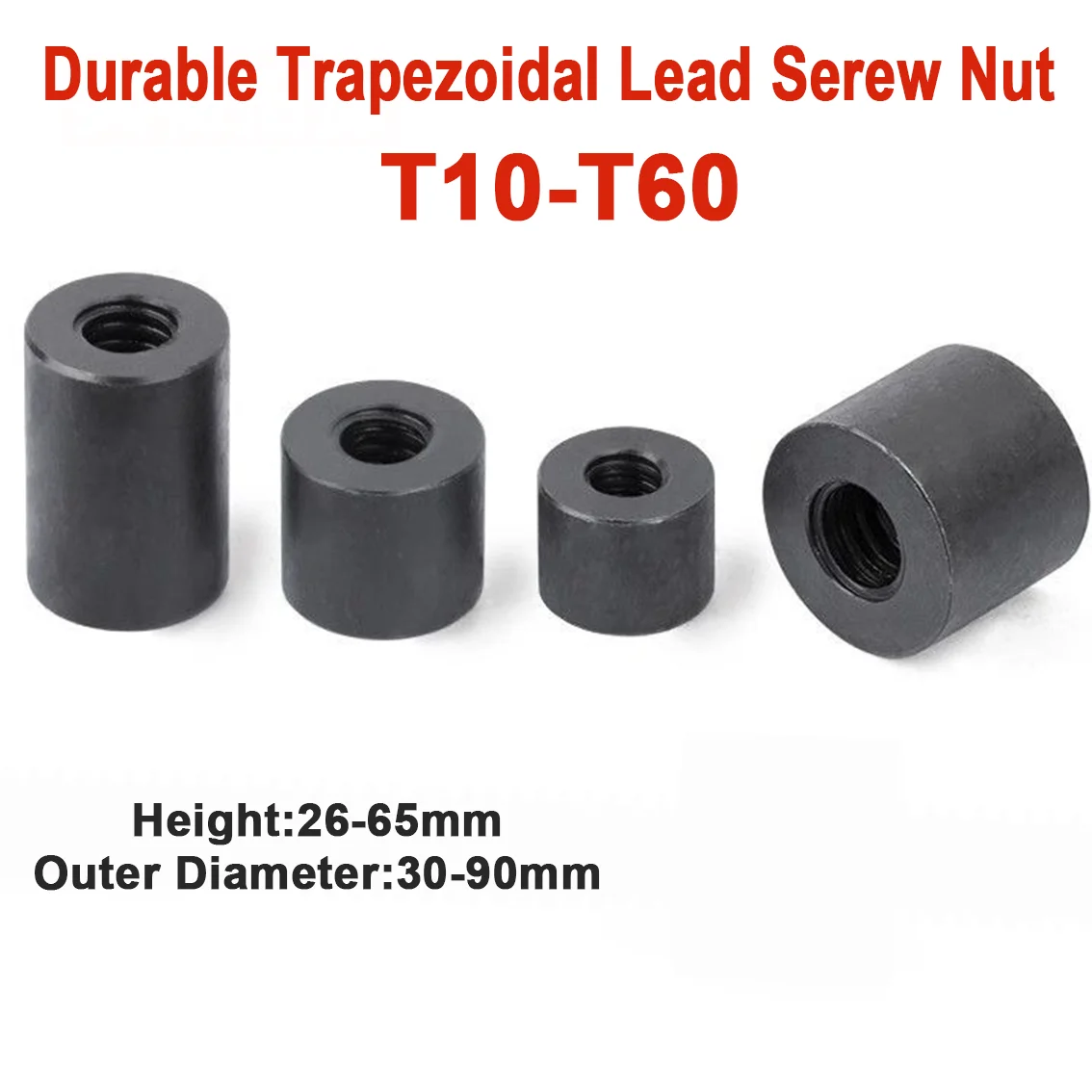 1/2/5PCS T-Type Lead Screw Nut T10~T40 T45 T50 T55 T60 Reverse Thread ...