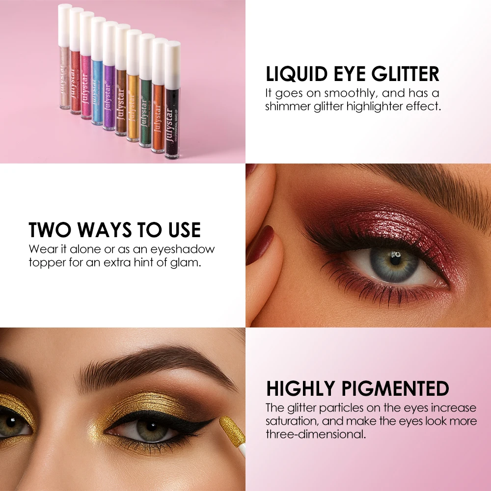 Description Picture 5 of itemJulystar 5-piece pearlescent glitter liquid eyeshadow set, long-lasting color, high saturation with glittery eyeshadow set