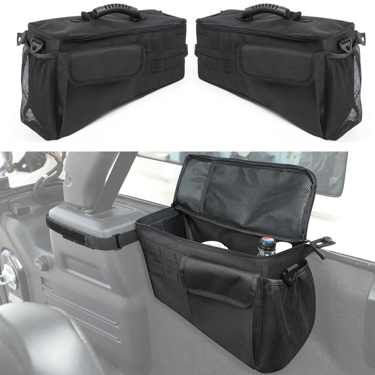 Borsa portaoggetti laterale per bagagliaio posteriore per Jeep Wrangler JK 2007-2017 JL 2018-2025 Tronco Cargo Tool Organizer Borsa per bagagli Accesso interno  34