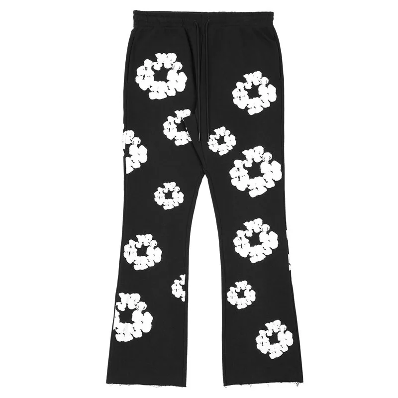 

2023 American cotton kapok trousers print high street trend men's and women's casual corset sweatpants y2k streetwear women