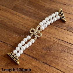 Elegant Pearl Jewelry Strap - Women's Luxury Bracelet Band - Ultra2 45mm 49mm (Butterfly Gold)