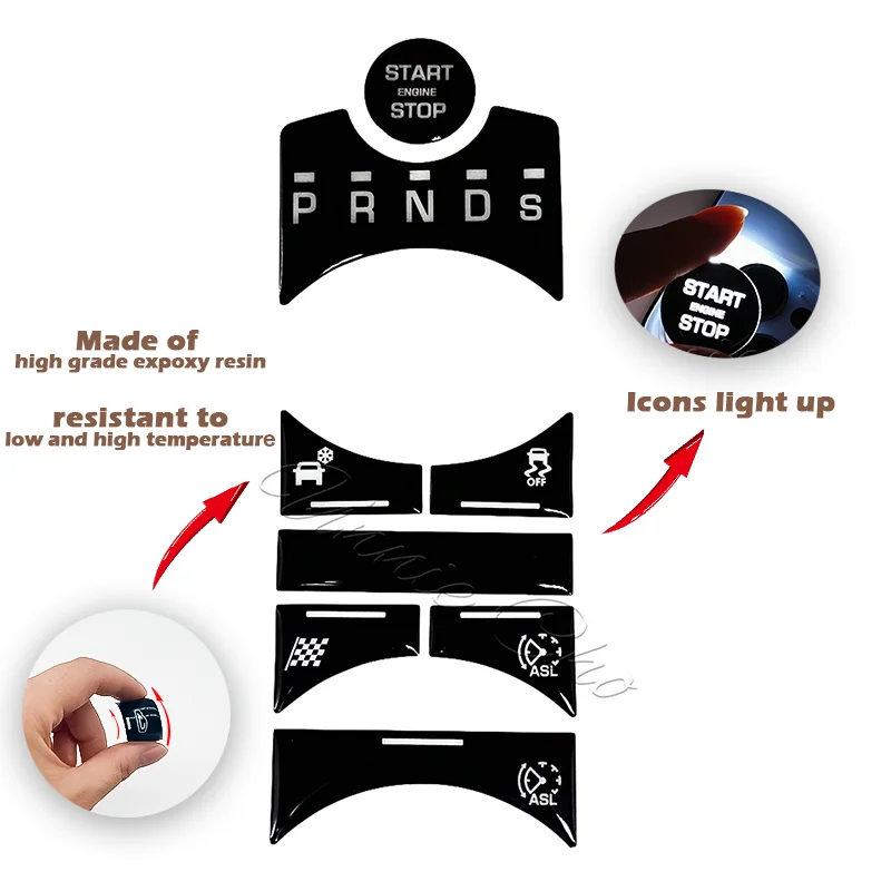 Gear Knob Face Sticker Epoxy Gear Cover Trim Interior Mouldings Decoration Epoxy Black Button Covers For Jaguar XF X250 interior mouldings,car moulding decoration,car knob covers,car engine start button sticker,car gear cover trim,car styling stickers,car gear shift knob cover,car button repair stickers