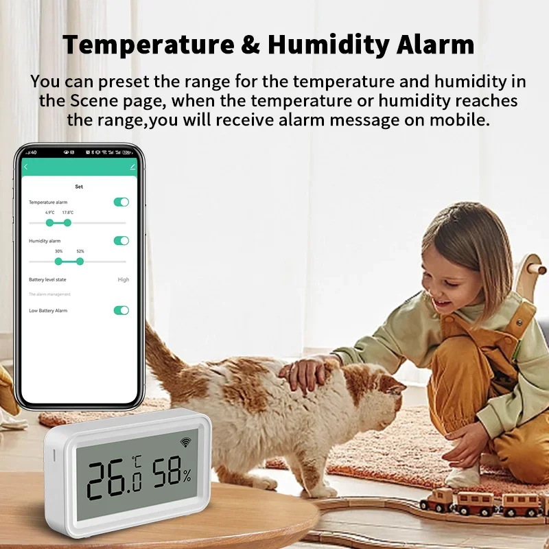 Tuya WiFi Wireless Smart Temperature Humidity Sensor Home Monitor Compatible with Alexa Smart Life and Google Assistant