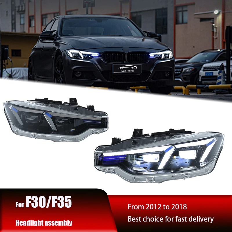 

Подходит для 12-18 BMW 3 серии синий налобный фонарь в сборе модифицированный F30/F35 высокооборудованный фонарь с линзами и указателем поворота
