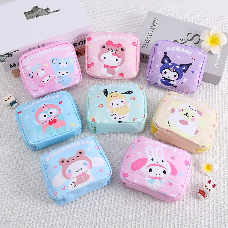 

Kuromi My Melody Cinnamoroll Pochacco Pompom Purin Kawaii Sanrios Sanitary Napkin Storage Bag Wallet Cosmetic Bag Gift for Girls