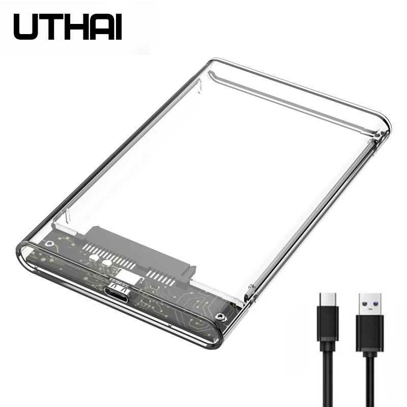 UTHAI TM05 Type-C Transparent Box HDD Enclosure 3.1 Notebook 2.5 Inch SSD Solid State Mechanical Mobile Hard Disk Box USB3.1 — view 6