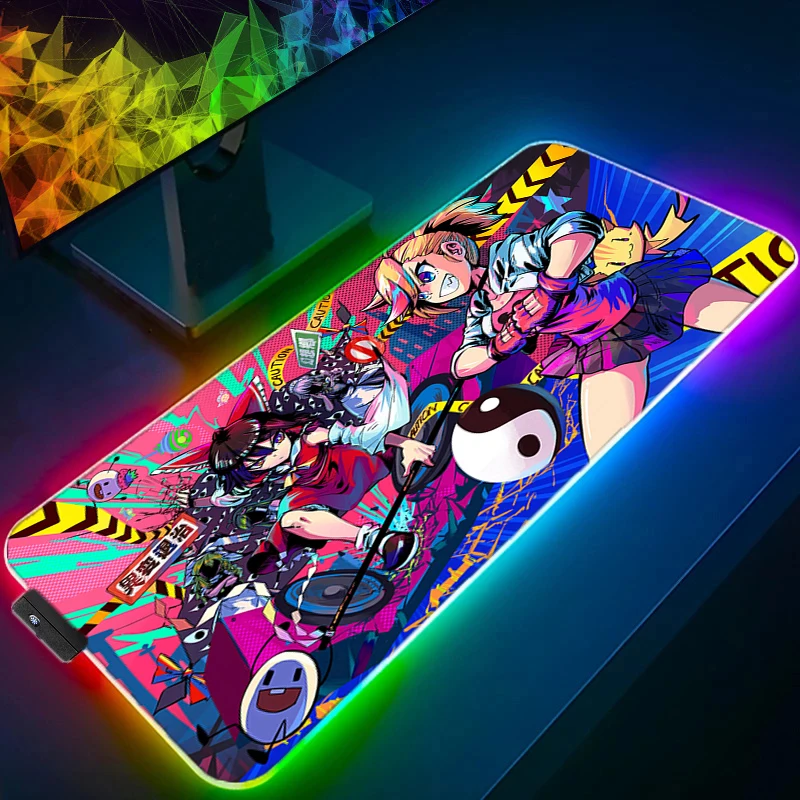 

RGB Large Mousepad Anime Muse Dash Kawaii Office Mouse Pad PC Keyboard Gaming Table Mat Girls Carpet LED Backlit Rubber Playmat