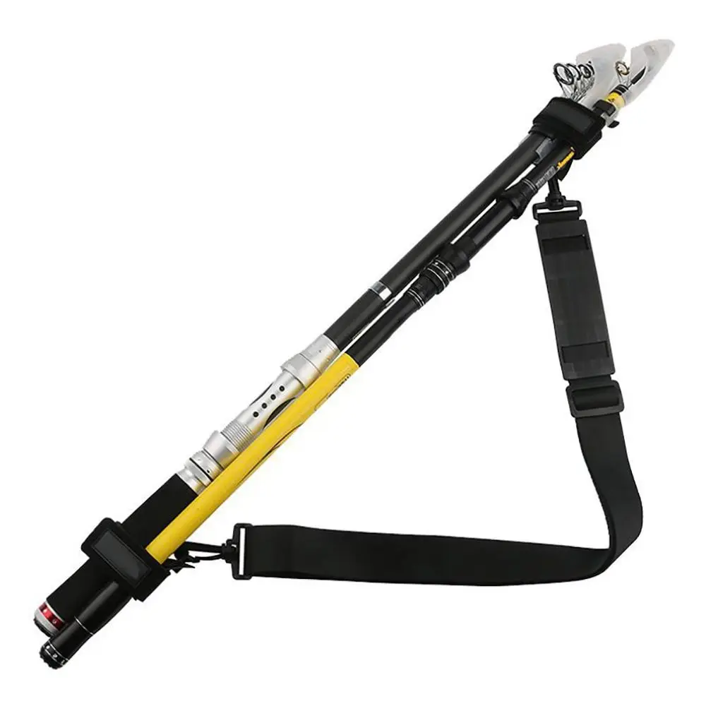 Universal Fishing Rod Carry Strap Durable Adjustable Fishing Rod Holder Belt Shoulder Belt Multi-Functional