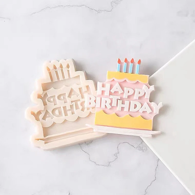 실리콘 3D 생일 축하 영어 알파벳 몰드, 초콜릿 몰드, 생일 케이크 장식 도구, 스팀 오븐 사용 가능, 1PC 