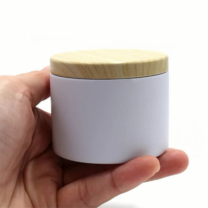 120pcs 4oz 8oz Round Tin Cans for Candles Black/White Crafts Candle Packaging Tin Cans With Wood Grain Lids In Bulk Metal Candle 5