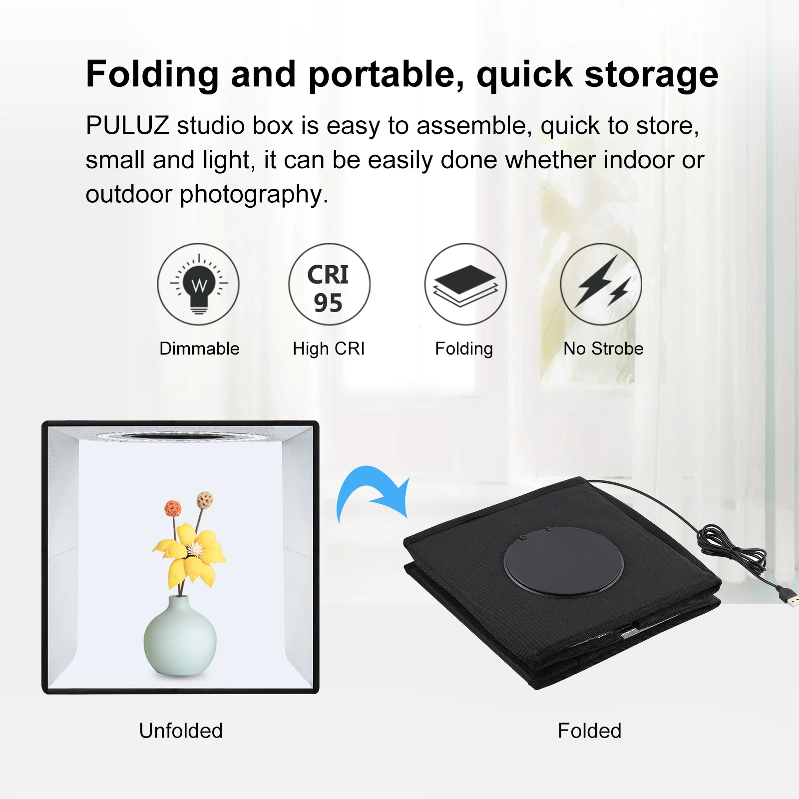 PULUZ 25/30/40CM Photo Studio Light Box,Dimmable Photography Lightbox Studio Shooting Tent Box Kit 6/12 Colors Backdrop Softbox