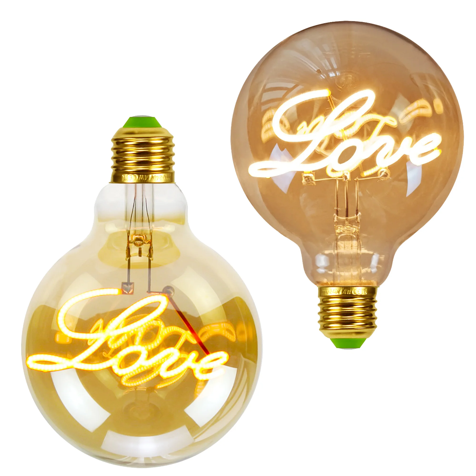 Retro Edison Bulb Dimmable E27 220V 110V 4W G95 Love Letter Light Home Decor LED Filament Bulb