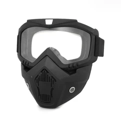 All - Terrain Tactical Cycling and Snowboarding Goggles with Detachable Face Mask (Clear Lenses)