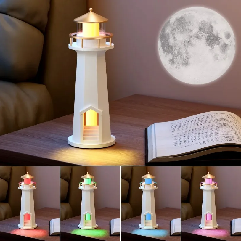 MultiFunctional Bluetooth Speaker Night Light Wireless Charger for iOS Android Music Player Fast Charging Light House Ornament