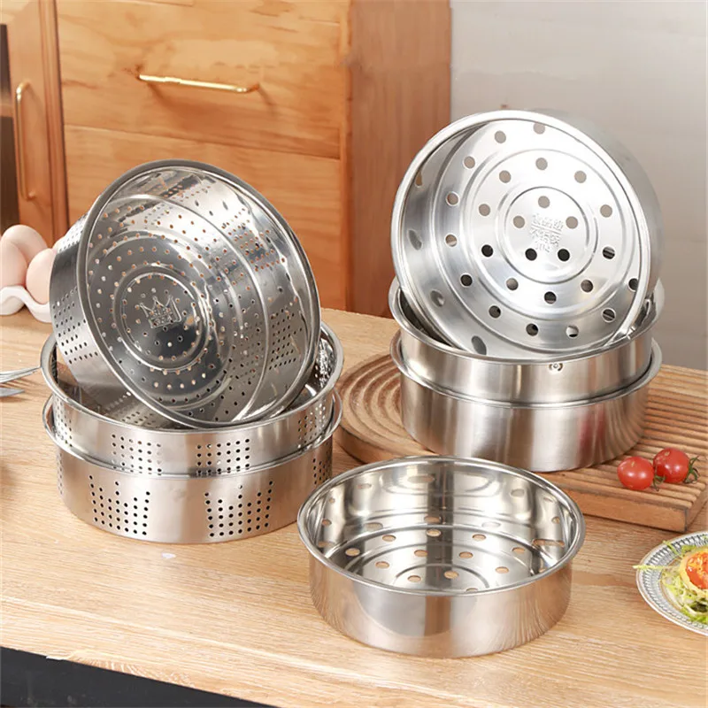 

Durable Stainless Steel Food Steamer for Dumplings Rice Pressure Cooker Steaming Drain Basket Household Kitchen Cooking Utensils