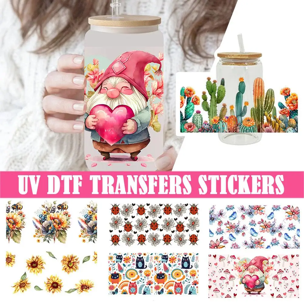 3D UV DTF Wraps Transfer Sticker for 16oz Glass Cup