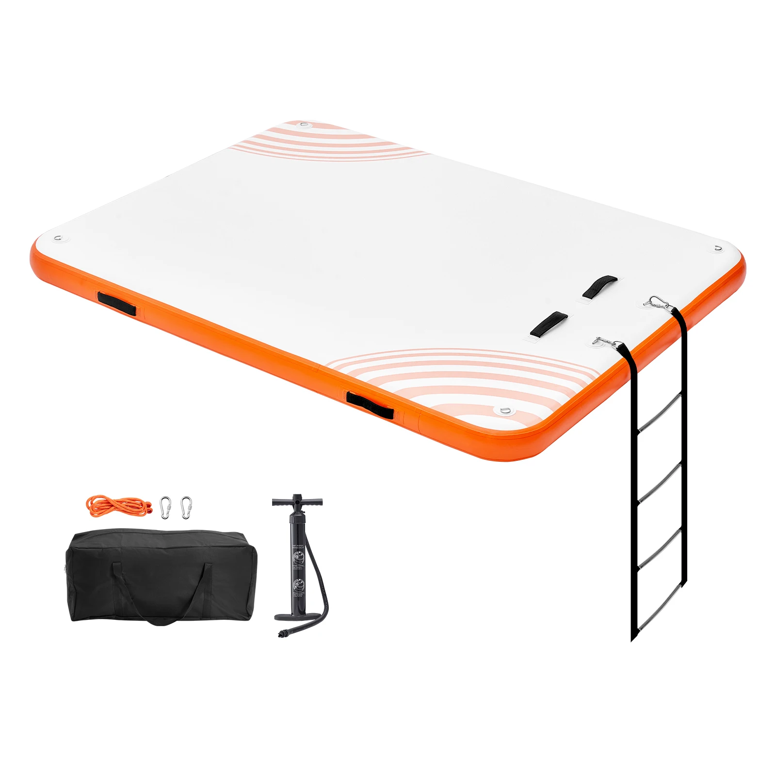 Swimming Pool Accessory SucceBuy Inflatable Floating Dock 10x8FT Non-Slip Water Detachable Ladder Portable Carrying Bag Floating Platform Island Raft