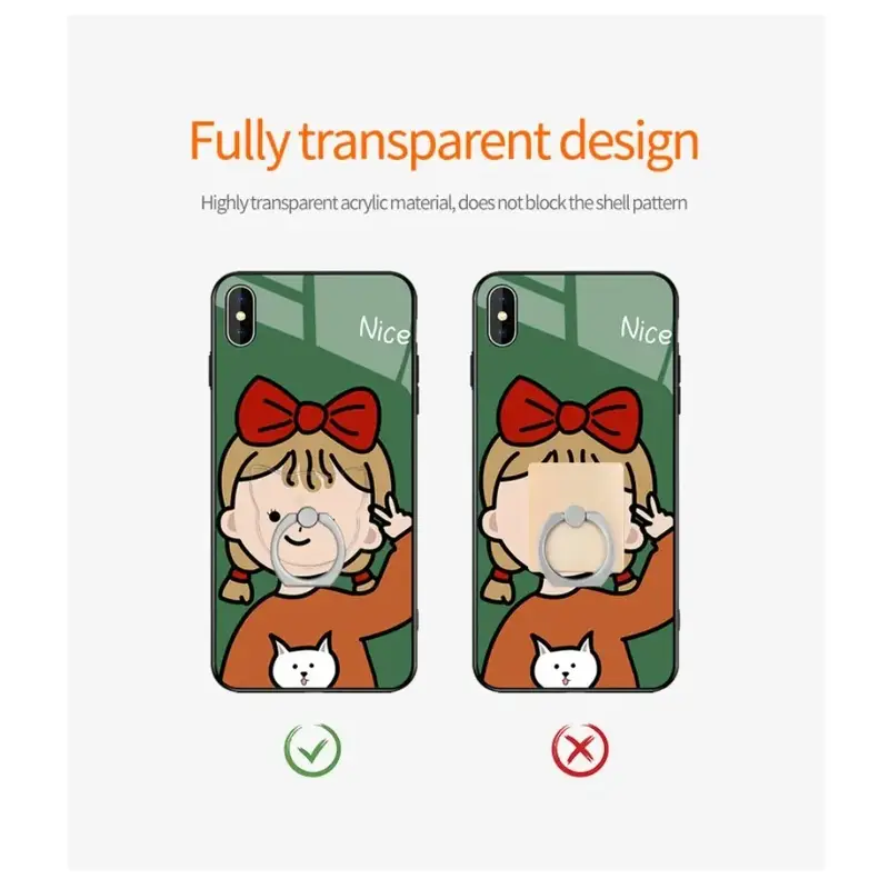 360° Degree Rotation Finger Ring Transparent Cell Phone Ring Holder StandClear Finger Grip Kickstand Compatible iPhones Case - Image 3