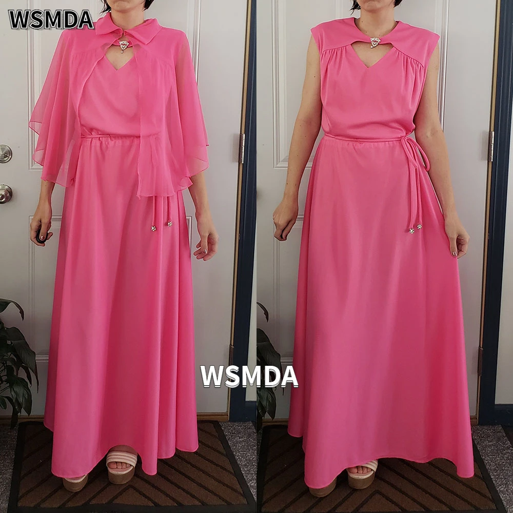 

Свободное длинное шифоновое платье для матери невесты с шалью, официальное вечернее платье, индивидуальный пошив, элегантное женское официальное платье