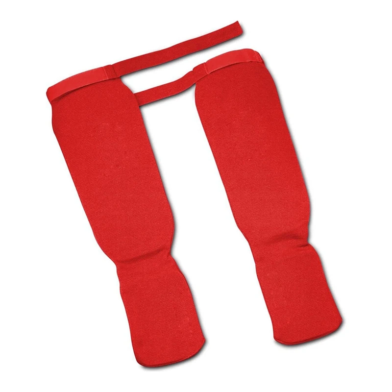 Red Karate Protective Gear Boxing Training Shin Guards Taekwondo Sanda Fighting Shin Guards Instep