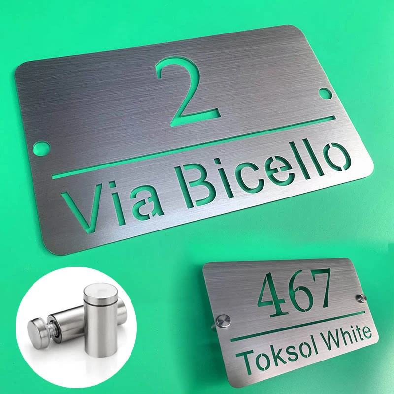 Door Number Plate Outdoor Stainless Steel Metal House Number Plate