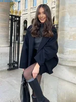Fashion Lapel Woolen Jacket For Women 2024 Autumn Single Breasted Long Sleeve Coats Female Elegant Oversized Chic Street Outwear 1