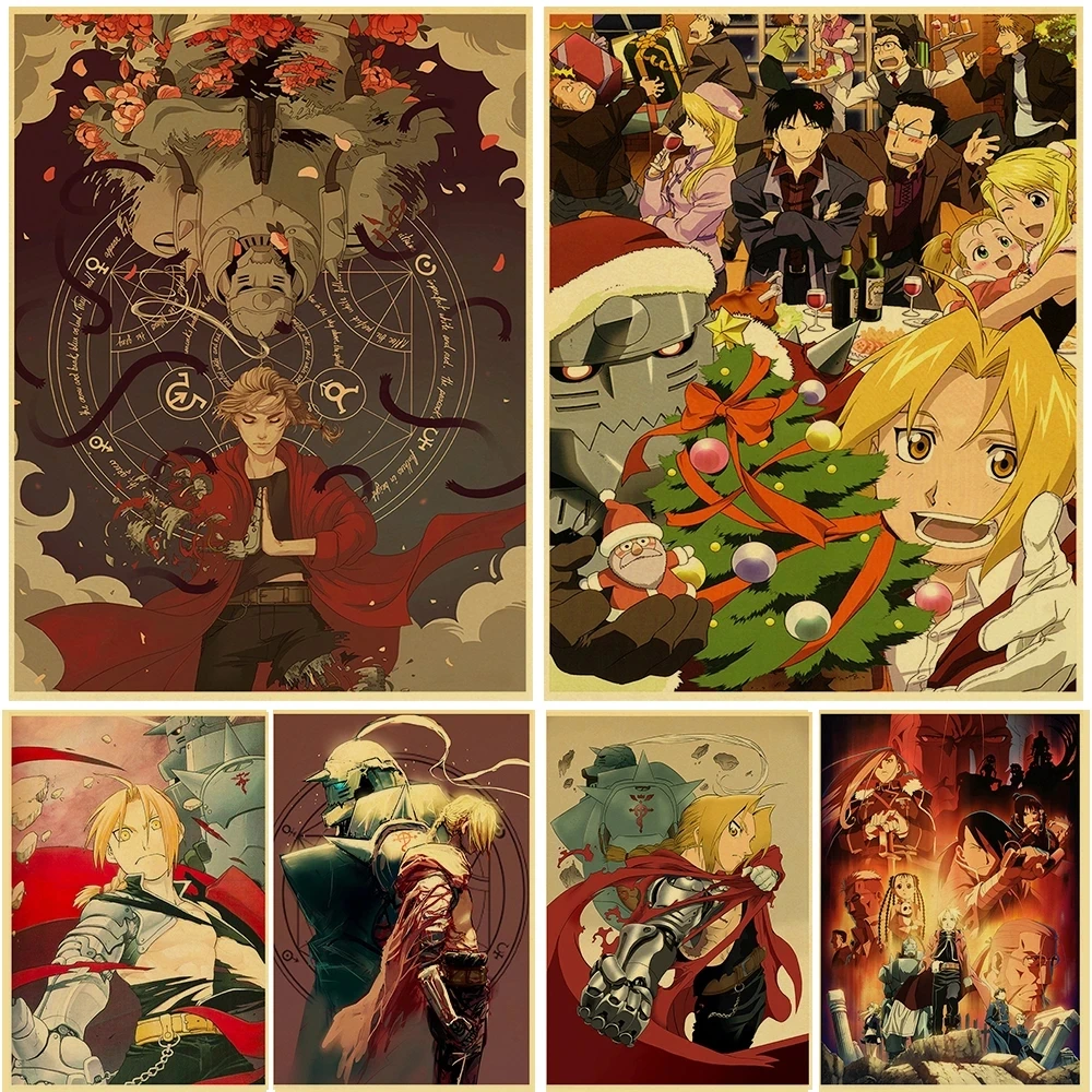 

Animation Fullmetal Alchemist Character Wall Painting Picture Print Poster Kraft Paper Home Decoration Artwork For Living Room