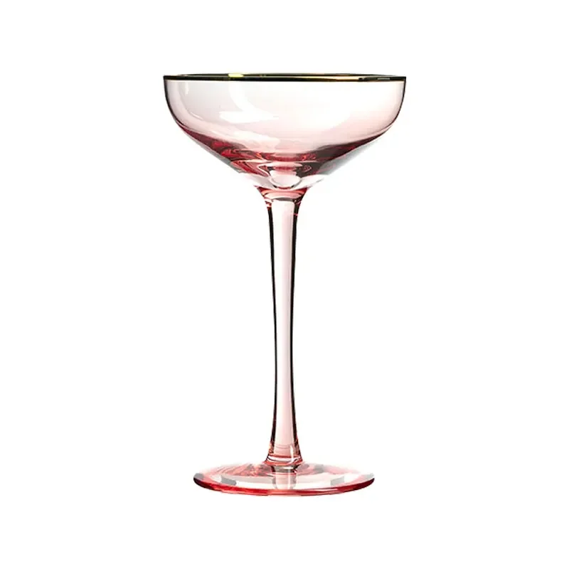 Nordic Cocktail Glass Goblet, Lead-Free Crystal Wine Glasses, Pink Gold Foil, Sweet Champagne Glasses, Drinking Cup Glass Cup