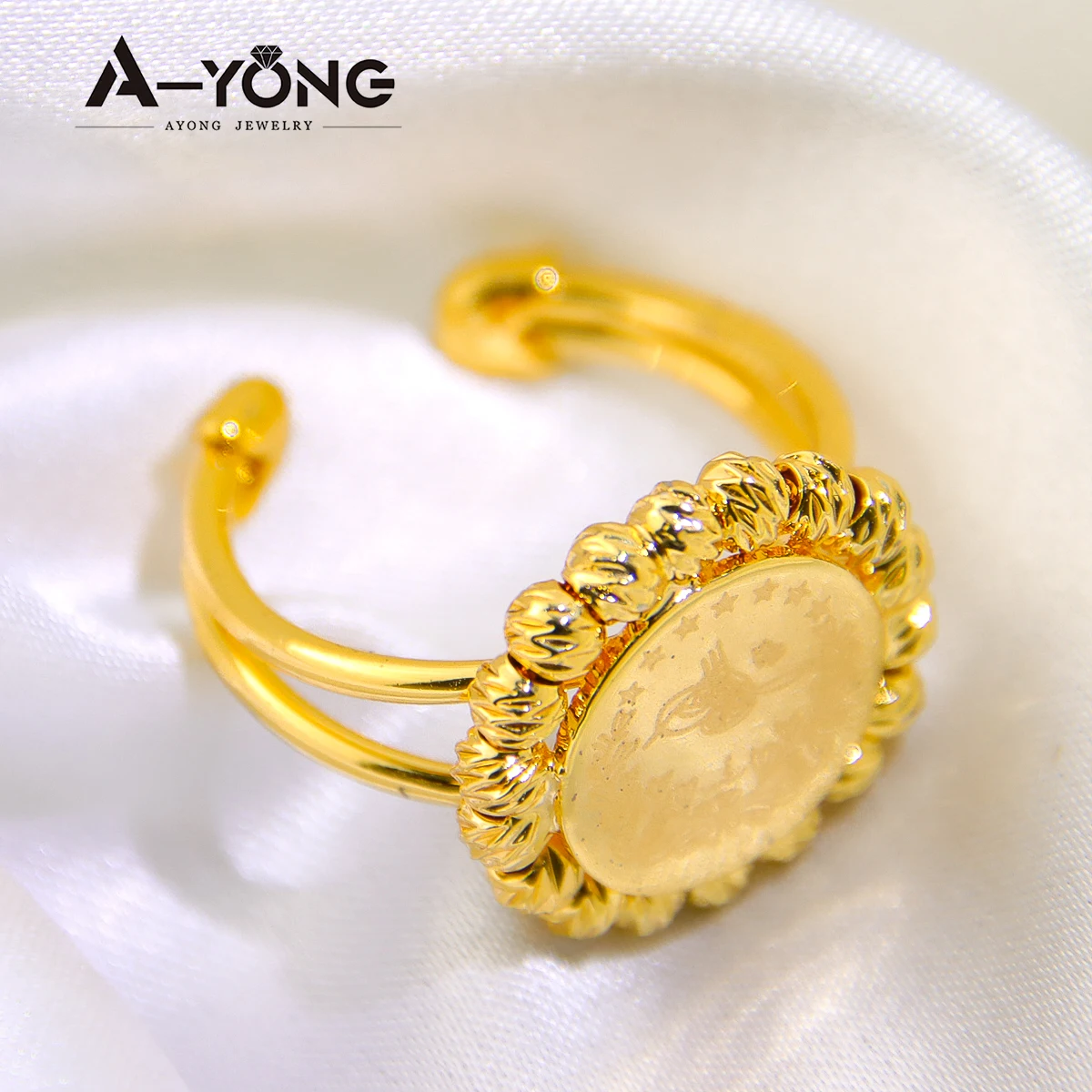 Arabisch Gold Farbe Münze Ring 18k Gold Überzogene Einstellbare Türkische Mode Perlen Ringe Dubai Saudi Frauen Hochzeit Schmuck – Detail 3