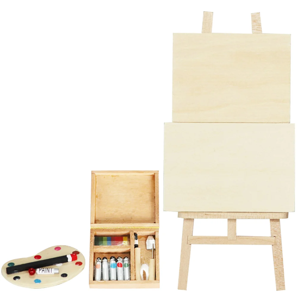 

Dollhouse Painter Mini Painting Board Wooden Supply Ornament Miniature Model Easel Small Furniture