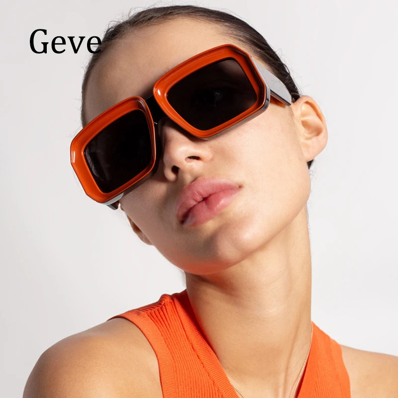 Bold Thick Frame Sunglasses Oversized Bold Square Sunglasses - Thick Retro Frame, 100% UV Protection, Multiple Lens Colors Square Sunglasses For Women - Foto 13