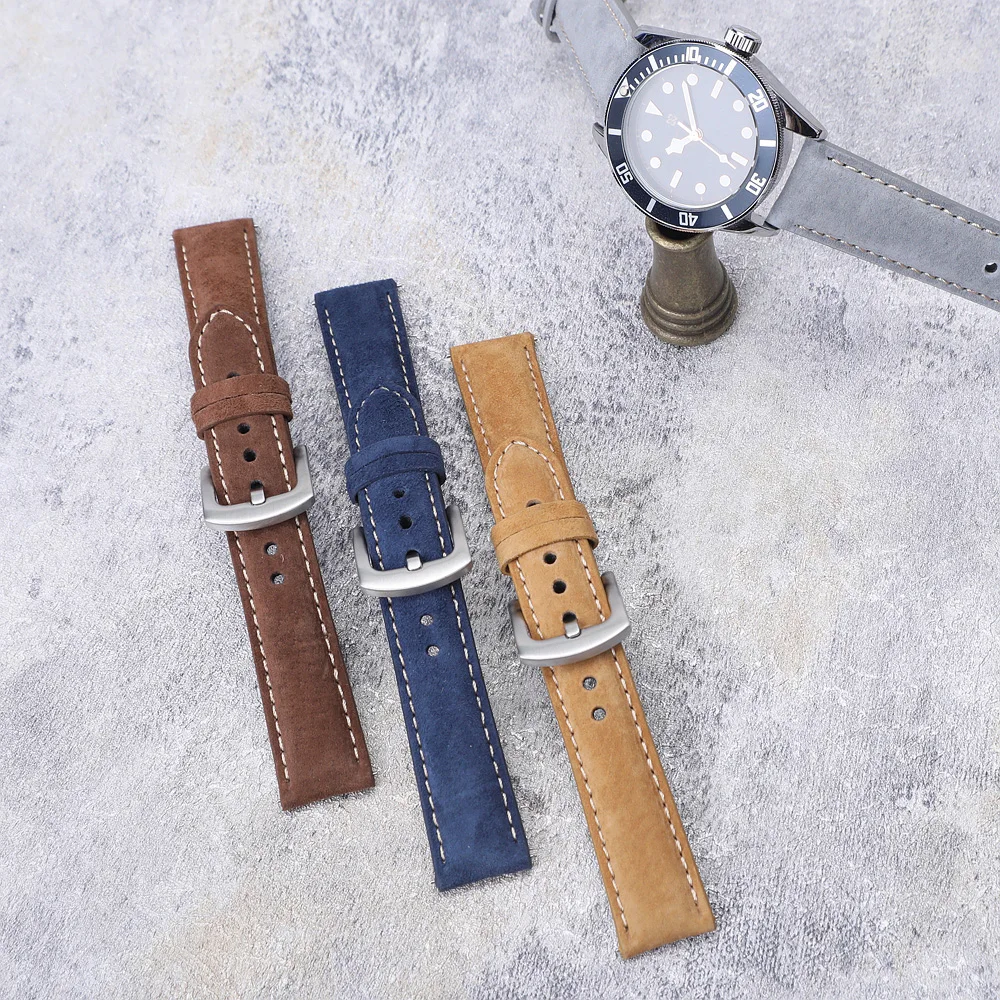 Handcrafted Genuine Leather Suede Watch Strap – Quick Release Soft Wristband Belt Accessories