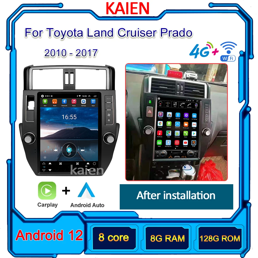 

KAIEN For Toyota Land Cruiser Prado 150 2010-2017 Car Radio Android 12 Auto Navigation GPS Stereo Player DVD Multimedia 4G WIFI