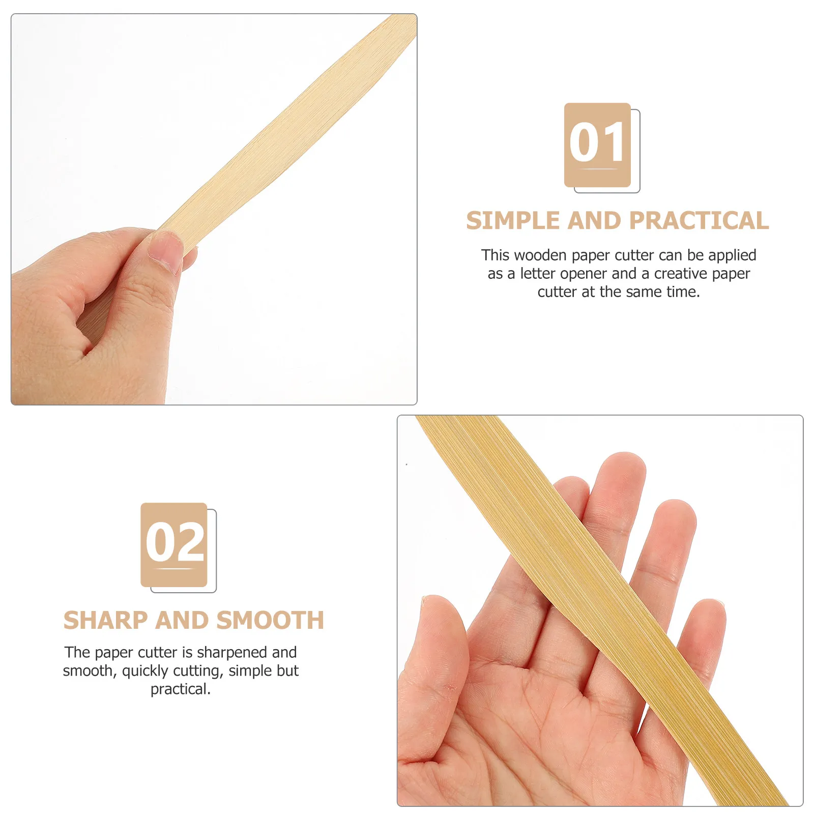 2Pcs 천연 경재 편지 오프너 소형 전문 봉투 커터 다기능 메일 오프너 사무실 학교 아트 페이퍼