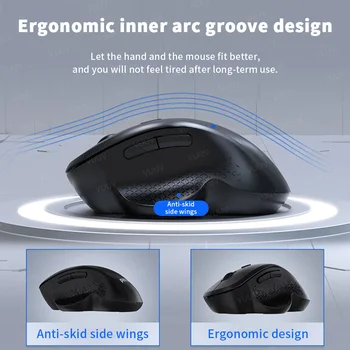 Ergonomic Rechargeable Wireless Bluetooth Mouse for PC Computer Laptop Macbook 1600DPI Dual Mode Mouse for IOS Android Tablet 2