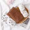Elinfant 3PCS Print With Solid Color 100% Cotton Muslin Swaddle Blanket,Baby Sleeping Quilt For Summer,Stroller Cover 4