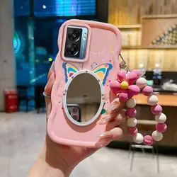 3 - Piece Cartoon Butterfly Phone Accessory Set: Case, Lanyard & Stand for OnePlus Nord N20 SE (Pink)