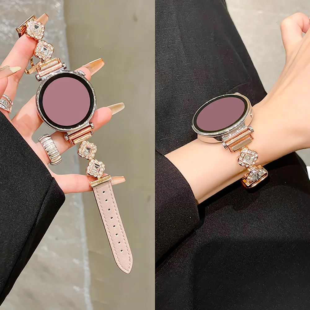 Luxury Rhomboid Diamond Leather Watch Strap