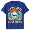 Cute I AXOLOTL QUESTIONS Letter Print Boys Creative T-shirt Casual Comfy Short Sleeve Crew Neck Tops Kids Clothings for Summer 2