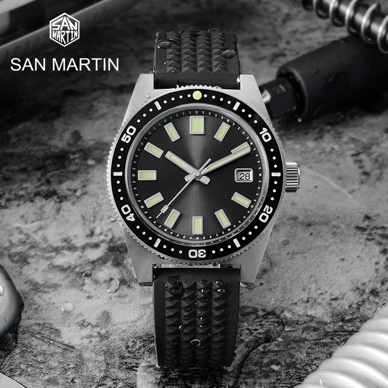 

San Martin 41mm 62mas V4 Diver Mens Watch NH35 Automatic Mechanical Watches Sapphire Glass Date Window 200m Waterproof Luminous