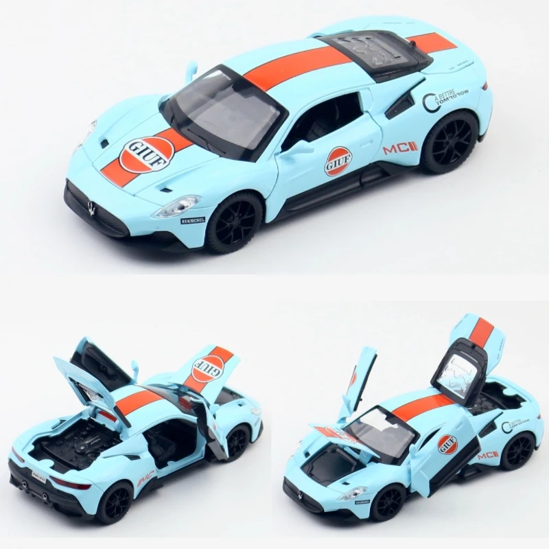 

Коллекция 1/32 года, миниатюрная литая Игрушечная модель автомобиля Maserati MC20 с изображением стены и коридора, открывающаяся коллекция, подарок для мальчиков и детей