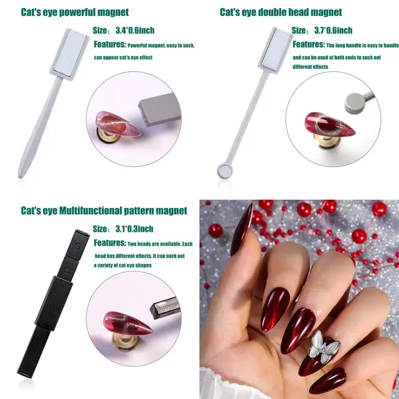 Magnetic Nail Art Stick Magnetic Pen Cat Eye 9D Effect Strong Plate UV Gel Line Strip Nail Art Tools DIY Manicure