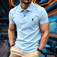 Polo homme 100 % coton pur, marque haut de gamme 2026, manches courtes, mode été, broderie poney de luxe, haut de golf, t-shirt décontracté 3