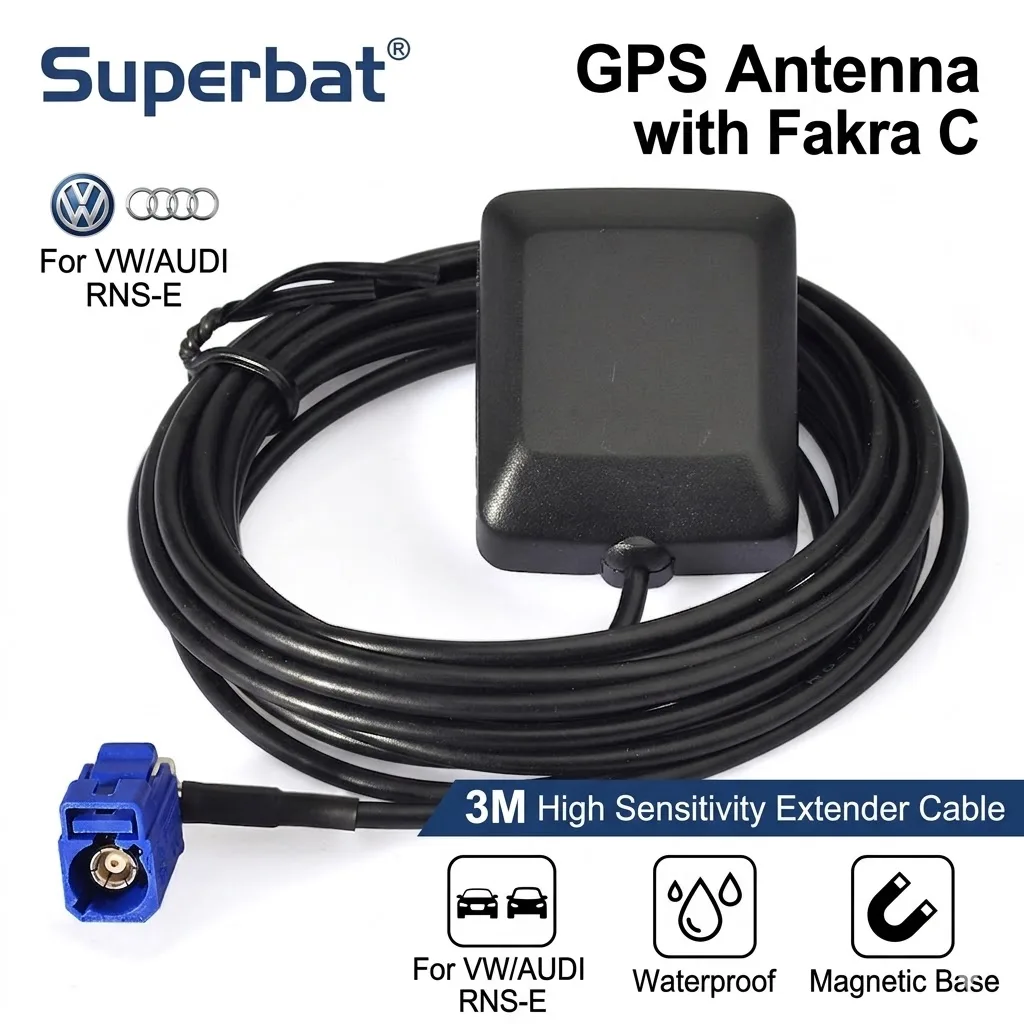 Superbat GPS 안테나 Fakra C 연장 케이블, 폭스바겐 골프, 아우디,..