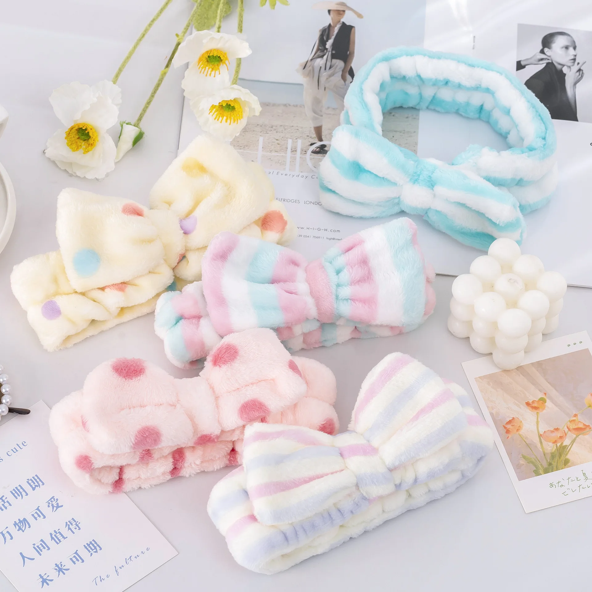 

1pcs Women's Lovely Cute Plush Bow Headband Face Wash Makeup Hair Band Bath Shower Makeup Cosmetic Headband Make Up Accessories