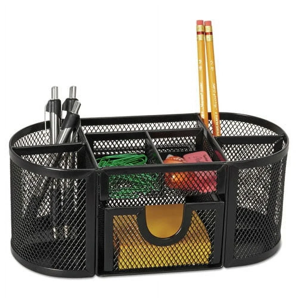 

Mesh Oval Supply Caddy, Black， stationery ，Pencil and pen storage rack