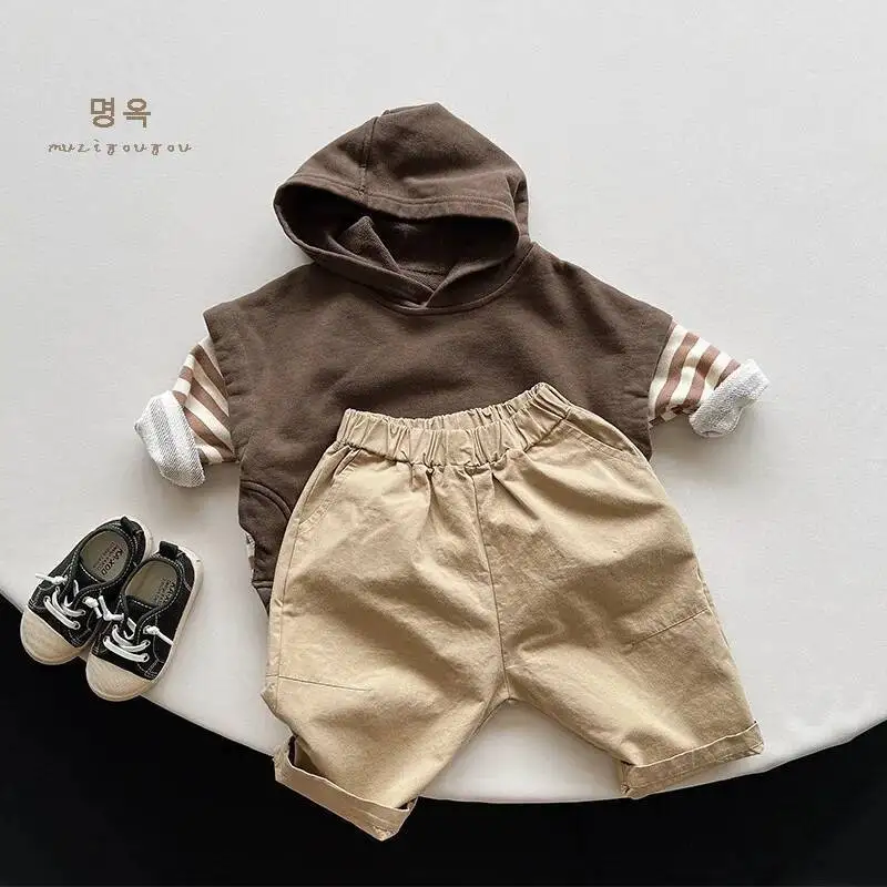Frühling Herbst Kinder Weste 1-8y Jungen Baumwolle Kapuze Pullover Westen täglich Tanktops Kleinkind Oberbekleidung Kinder kleidung neu – Detail 5
