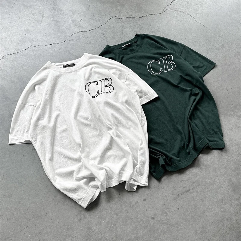 

Cole Buxton Simple Letter Logo Embroidered Short Sleeve T-shirt Black White Dark Green S-XL