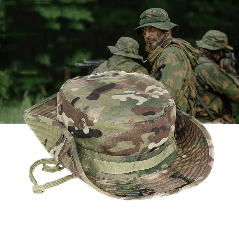 CamouflageBoonieHatTacticalUSArmyBucketHatsMilitaryMulticam