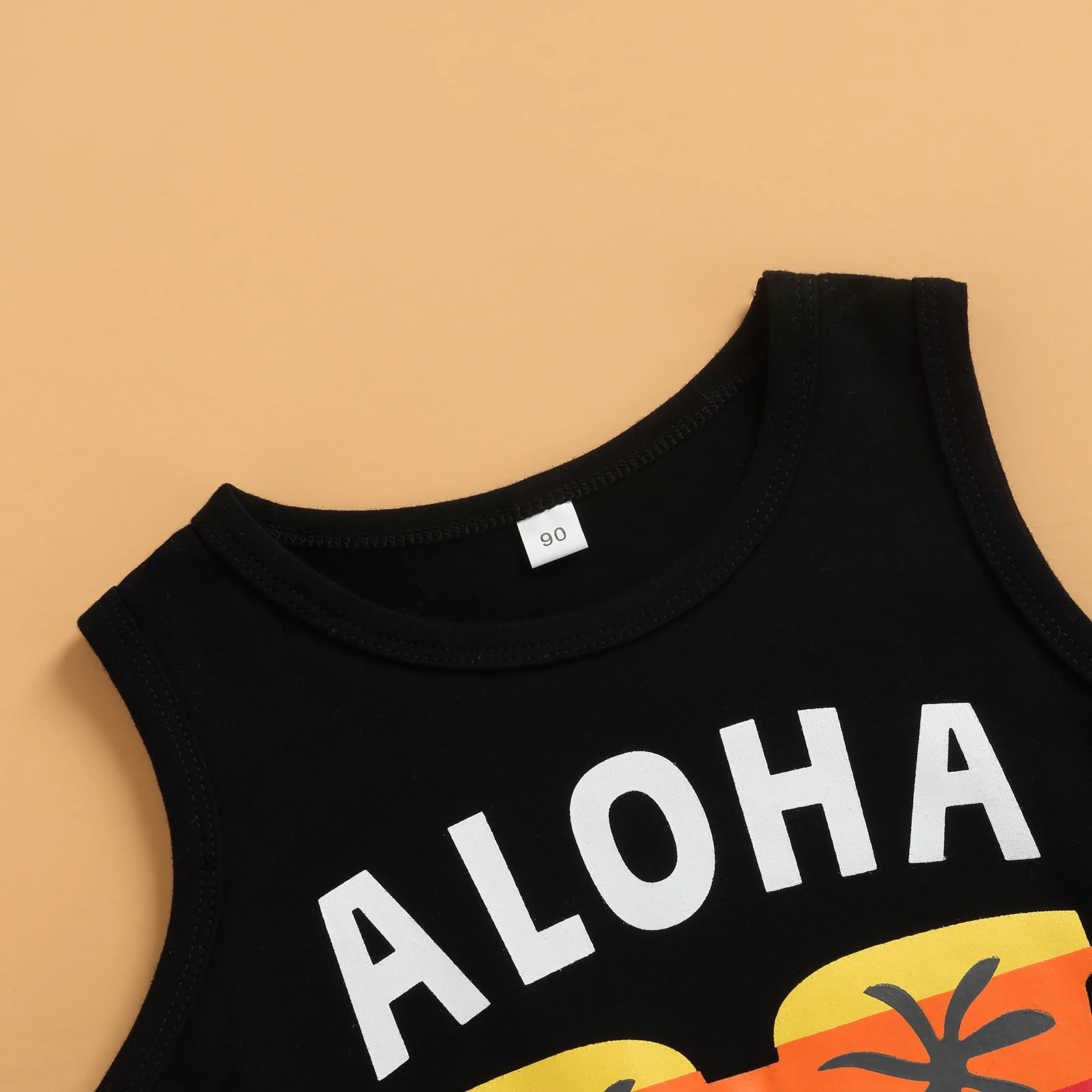 Citgeett Summer Kids Boy Shorts Clothes Set Letter Sleeveless Vest Tops + Tree Printed High Waist Shorts Beachwear Suit